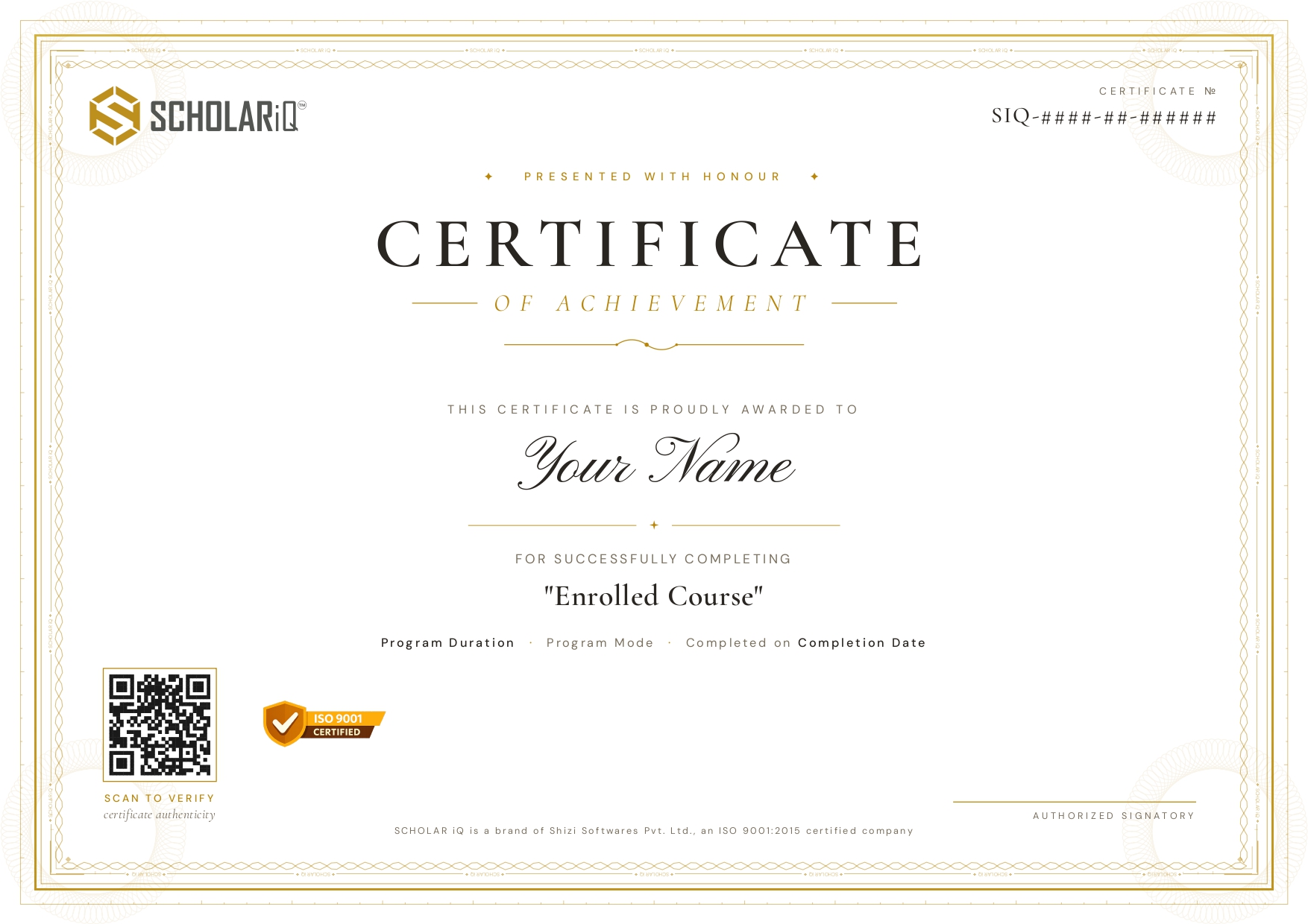 SCHOLAR iQ Graded Professional Certificate - Elite + Silver